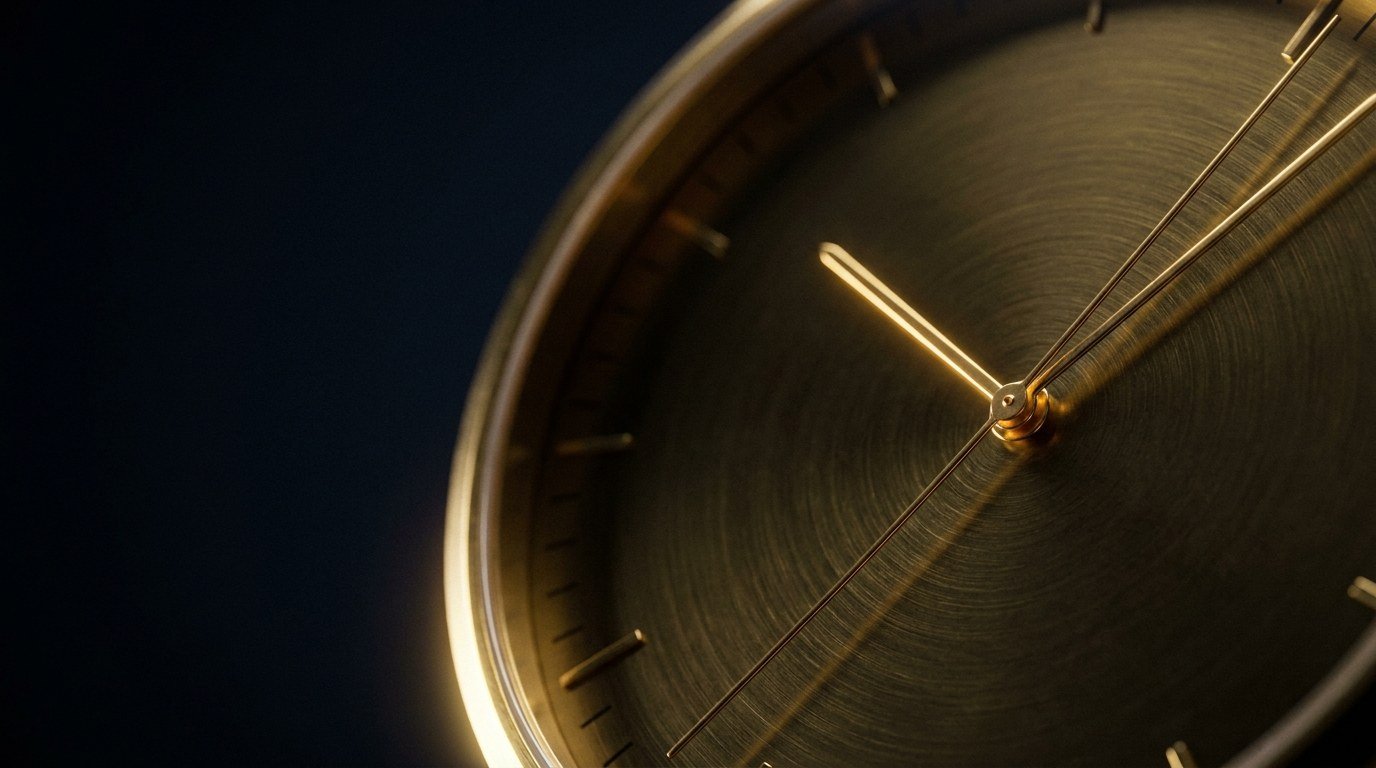Brushed brass 24-hour aviator clock dial representing military time